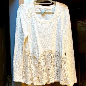 Cream mixed material top